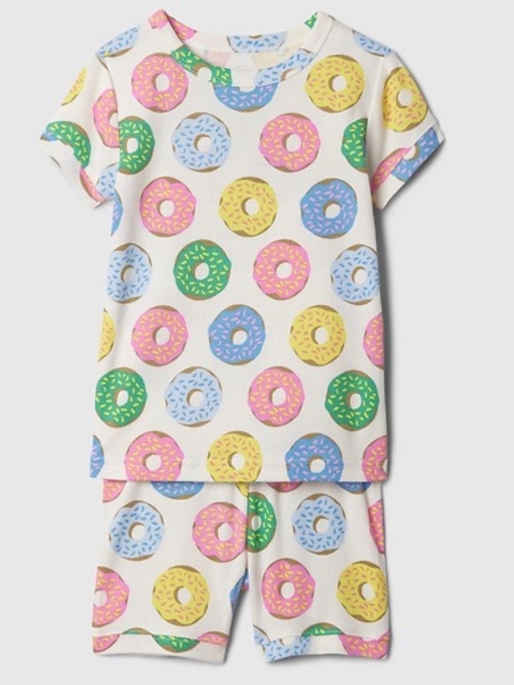 GAP Pajamas PJ’s Donuts Baby Girl Short Sleeve Toddler Set Colorful Organic 3T